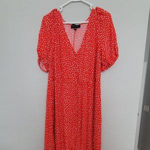 Button Front Flounce Hem Dress